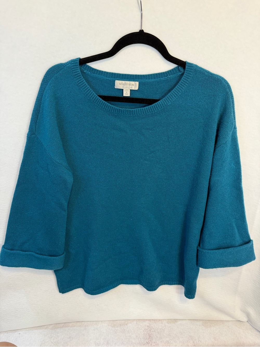 Nordstrom Women’s Teal 100% Cashmere Pullover Sweater Size Medium